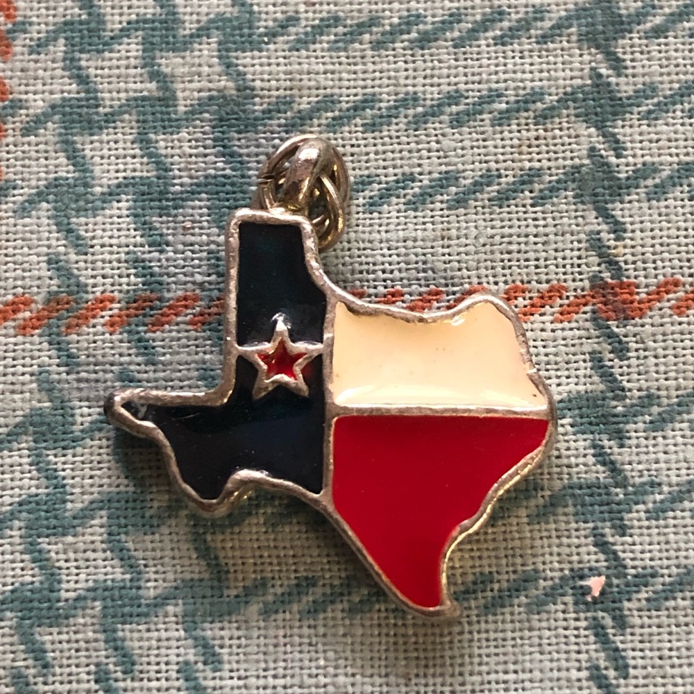 Texas State Necklace Charm Lone Star Red White Blue NO Chain Patriotic